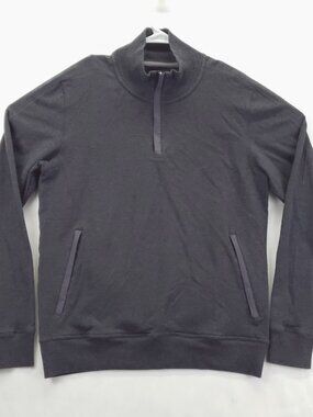Mack Weldon Sweater Mens Large Gray Cotton Stretch Mock Neck 1/4 Zip Pullover